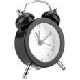 thumbnail image 1 of Reloj despertador retro de metal con doble campana, alarma silenciosa con sonido fuerte y luces nocturnas, reloj antiguo clásico, despertador con dígitos (negro) JM, 1 of 5