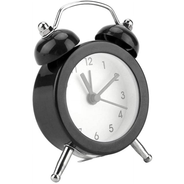 Reloj despertador retro de metal con doble campana, alarma silenciosa con sonido fuerte y luces nocturnas, reloj antiguo clásico, despertador con dígitos (negro) JM