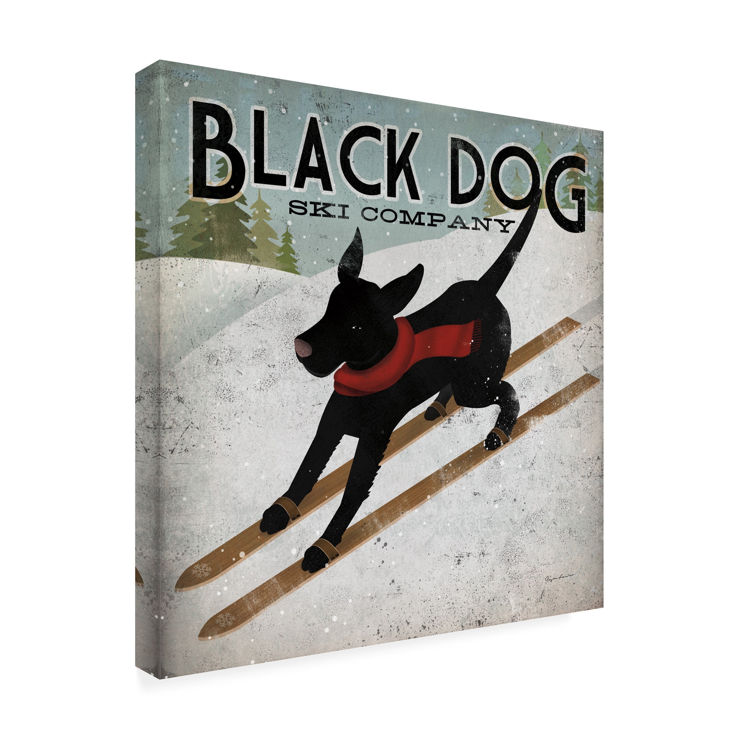 Ryan Fowler 'Black Dog Ski' Canvas Art