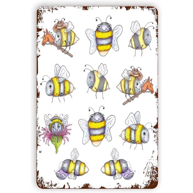 Busy bee, Bubble bee, bee Knee, bee 12"x16" Metal tin Sign Metal tin Sign Metal Plaque Metal tin Sign