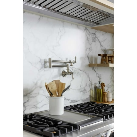 Moen S664 Traditional Pot Filler Double Handle Wall Mount Kitchen Pot Filler - Chrome