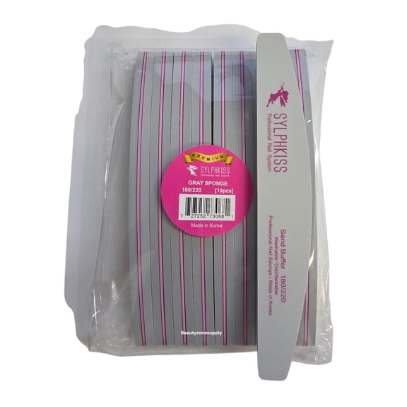 Sylphkiss Gray Sponge Nail File 180/220 Bag 10 pcs