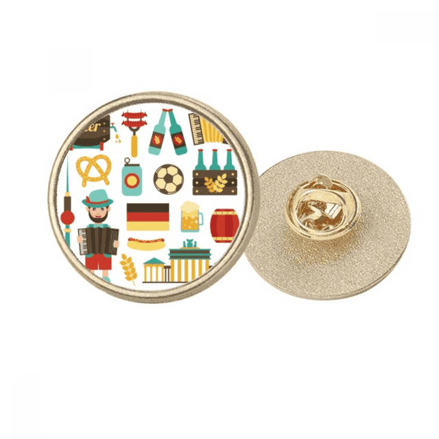 Soccer cerveza salchicha Brasil cultural Broche de oro metálico circular