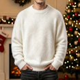 thumbnail image 2 of Babcutegg Mens Fuzzy Fleece Sweater Crew Neck Knit Long Sleeve Fall Winter Warm Casual Sweaters Size XL, 2 of 7