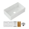thumbnail image 4 of 33 Inch White Fireclay Farmhouse Sink, Reversible Workstation Farm Apron Front Sink with Accessories, 4 of 7