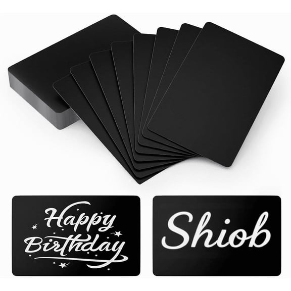 50 Pcs Metal Business Card Blanks Laser Engraving Premium Aluminum Sheet Multipurpose DIY Gift Metal Cards Black 86 X 54 X 0.21 MM
