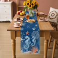 thumbnail image 2 of Blue Red Seahorse Coastal Table Runner 72 Inches, Navy Blue Beach Coral Nautical Bed Runner Dresser Scarves Tabletop for Indoor Outdoor Parties/Ceremony/Banquet, 13" x 72", 2 of 9