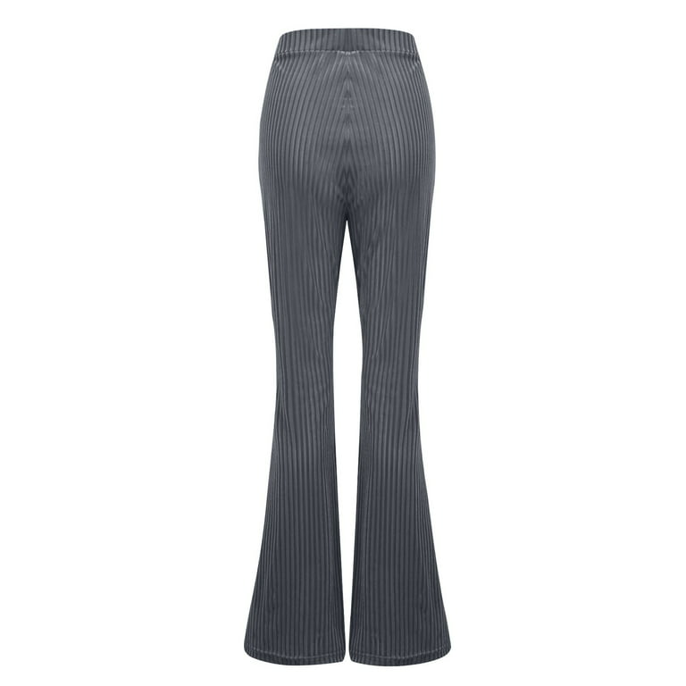 Clearance RYRJJ High Waisted Ribbed Velvet Pants for Women Vintage Flare  Leg Palazzo Long Pants Bell Bottom Trousers(Gray,XL)