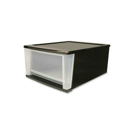 Black Single Stack - IRIS 32 Quart Stacking Drawer, Black