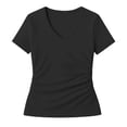 thumbnail image 2 of GIPQJK T Shirts for Women Deep V Neck Short Sleeves Spring Basic T-Shirts Going Out Casual Fashion Slim Fit Tops,Black M, 2 of 5