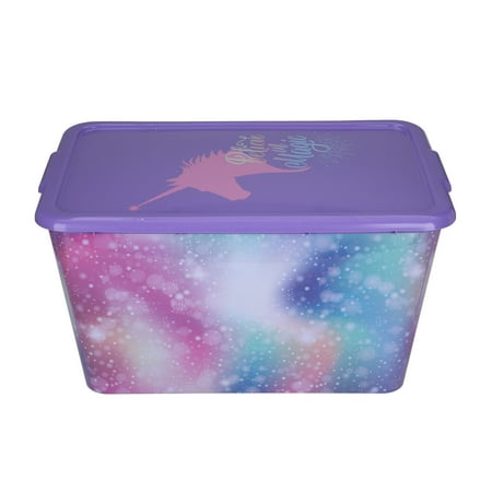 Your Zone 14.5 Gal / 53L Unicorn Storage Tote Box, Plastic with Lid