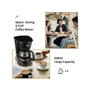 Gevi 4-Cup Compact Drip Coffee Maker with Reusable Filter & Warming Plate, Black