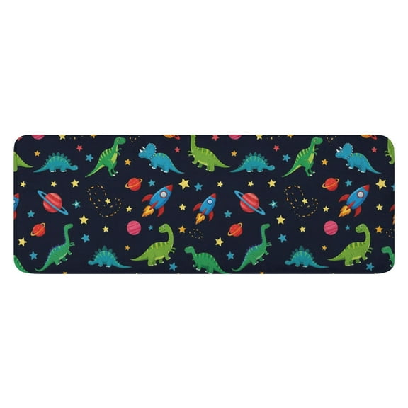 Space Dinosaur Pattern Kitchen Rug Mat,Kitchen Runner Rugs Non Skid Washable,Decorative Kitchen Floor Mats for Kitchen,Sink,Laundry,17"x47.2"