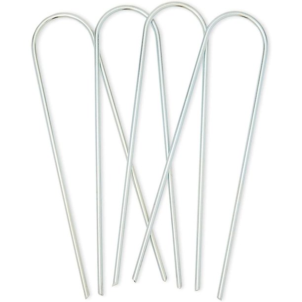 8 Pack Galvanized Metal Lawn Stakes, Landscape Staples for Gardening