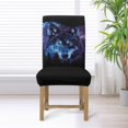 thumbnail image 3 of COEQINE Stretchable Dining Chair Covers Universal Fit Set of 4, Machine Washable Polyester Spandex Parsons Chair Slipcovers for Kitchen Dining Room Home Decor, Wolf Forest Galaxy, 3 of 7