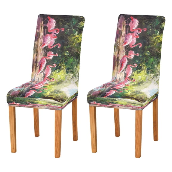 BZSMCE Chairs Slipcovers Dining Chair Covers Flamingos in The Forest Creative Pattern