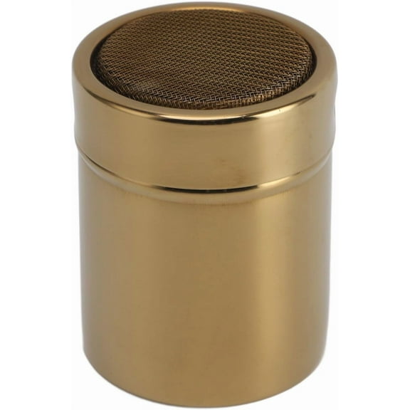 LUU-Stainless Steel Dredge Shaker, Seasoning Shaker Fine Mesh Powder Sugar Dispenser Powder Sugar Shaker Duster with Lid Gold Salt and Pepper Shakers for Kitchen_SAI