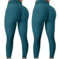 thumbnail image 2 of Tuphregyow Women's High Waist Bubble Hip Lifting Yoga Pants 2 Piece Set of Soft and Stretchy Workout Leggings for Fitness, Running, and Yoga Comfortable and Slimming Athletic Trousers Blue XS, 2 of 4