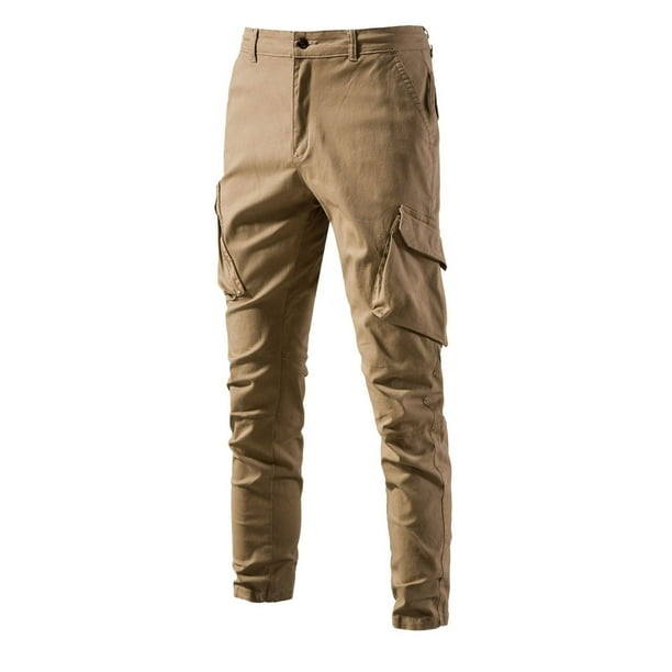 Pantalones largos de moda para hombre, casuales, de color puro, para exteriores, con cremallera y bolsillo, pantalones deportivos para hombre