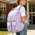 thumbnail image 3 of Orangide Back to School Backpack Plaid Print Waterproof Nylon Large Capacity Multi-Pocket Bookbag for Girls, Boys, Students, Elementary and Middle School, 3 of 6