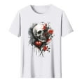thumbnail image 6 of Busydd Womens Summer Tops Skull Print T Shirts for Women Casual Short Sleeve Round Neck Graphic Tees Comfortable Cotton T-Shirts L, 6 of 6