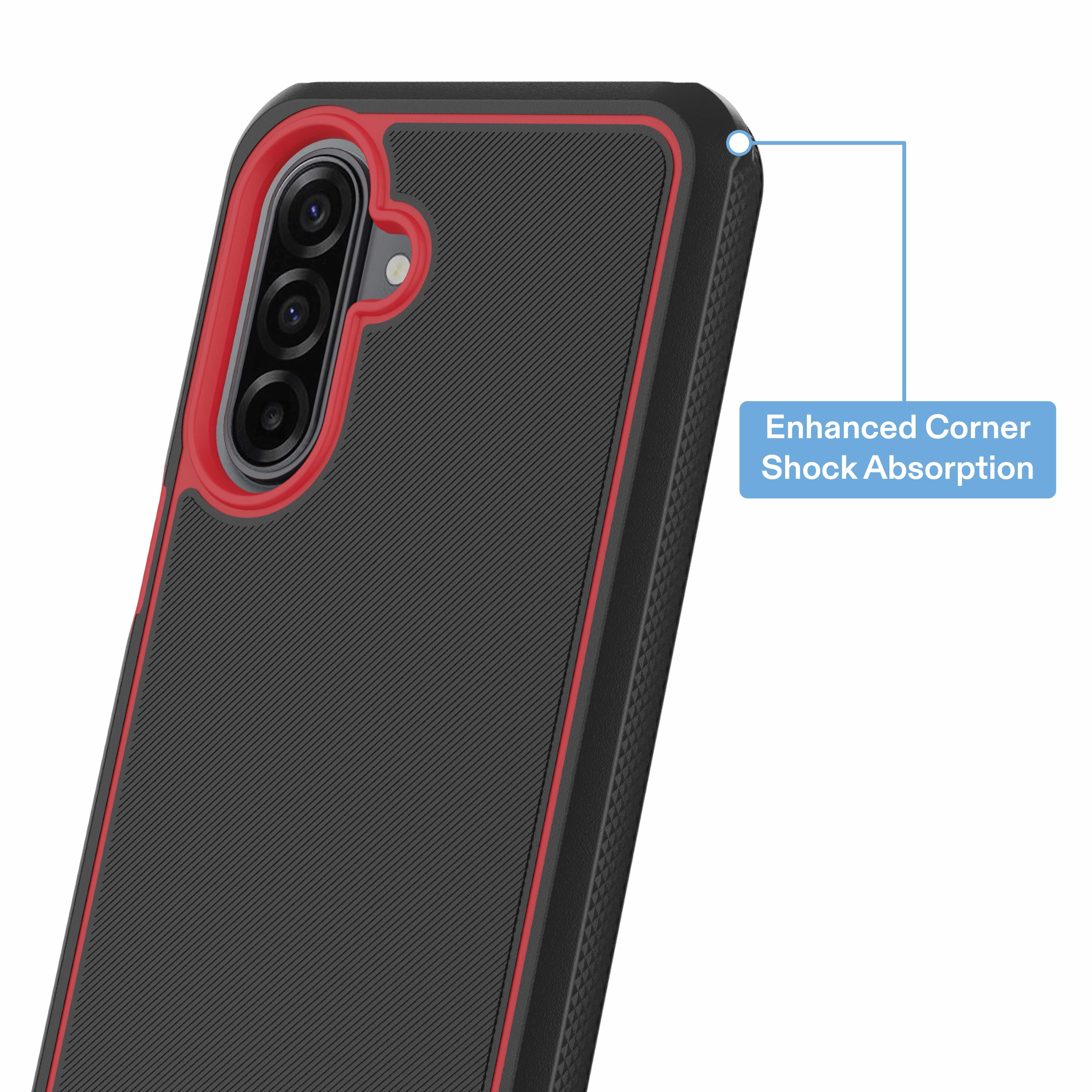 onn Slim Rugged Phone Case for Samsung Galaxy A17 5G - Red/Black