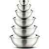 FineDine Stainless Steel Mixing Bowls (Set of 6) Polished Mirror Finish Nesting Bowls, ¾ - 1.5 - 3 - 4 - 5 - 8 Quart - Cooking Supplies