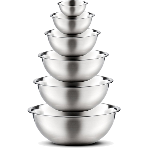 FineDine Stainless Steel Mixing Bowls (Set of 6) Polished Mirror Finish Nesting Bowls, ¾ - 1.5 - 3 - 4 - 5 - 8 Quart - Cooking Supplies - image 1 of 11