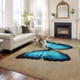 thumbnail image 3 of 5x7 Washable Area Rug, Blue Butterfly Non-Slip Large Rectangle Rug for Living Room Bedroom, Vintage Brown Retro Bug Farm Indoor Floor Mat for Home Decor, 3 of 9