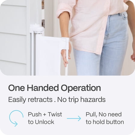 Perma Child Safety 71 in. Wide x 33 in. Tall White Retractable Baby Gate