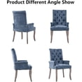 thumbnail image 4 of Tufted Dining Chairs with High Back,Neutral Fabric Upholstered Kitchen Chair Rustic Solid Wood Legs,Farmhouse Side Chair with Arms Nailhead Trim for Dining Room (Neutral Blue, 1PC), 4 of 14