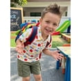thumbnail image 6 of BemeyourBBs Toddler Baby Boys Back To School Shirts Kids Kindergarten Outfit Apple Pencil Printed Short Sleeve Half Button-up Shirt Tops Summer Spring Fall Pullover Shirts, 6 of 9