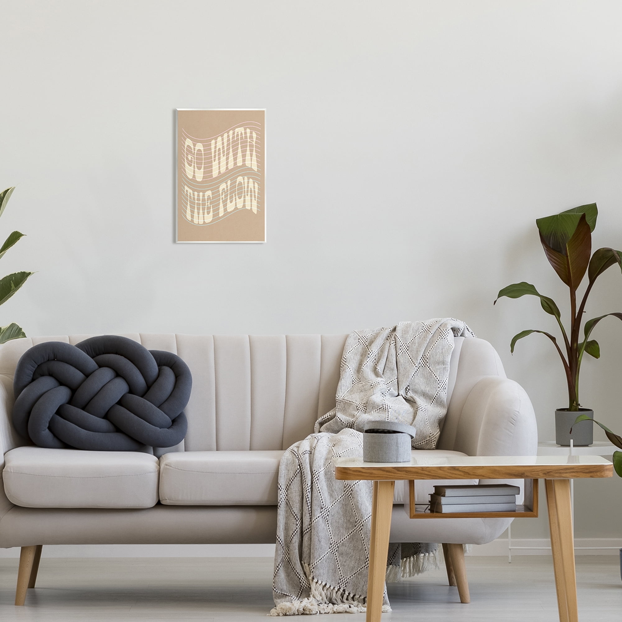 Stupell Retro Go With The Flow Stripes Inspirational Painting Wall Plaque Unframed Art Print Wall Art