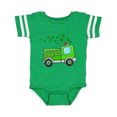 

Inktastic St. Patrick s Day Green Fire Truck with Clovers Gift Baby Boy or Baby Girl Bodysuit