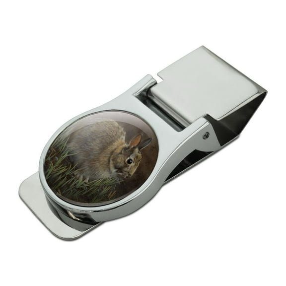 Backyard Bunny Rabbit Hare Satin Chrome Plated Metal Money Clip