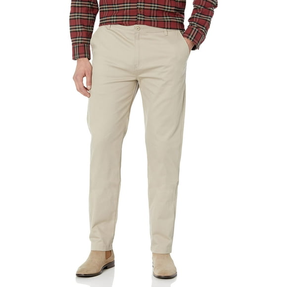 Pantalones IZOD Uniform para hombre joven, elástico, color caqui, 36 de ancho x 34 de largo