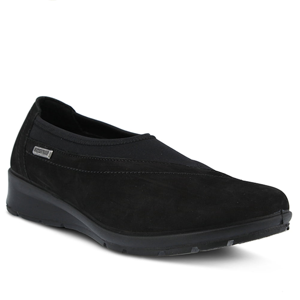 Flexus - Flexus Women's Sofran Slip On Shoes Black Leather Nubuck Lycra ...