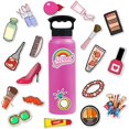 thumbnail image 2 of Lindas pegatinas cosméticas para botellas de agua de color rosa, pegatinas de maquillaje de moda para niña, para teléfono portátil, computadora, guitarra, monopatín, espejo de equipaje para adolescent, 2 of 5