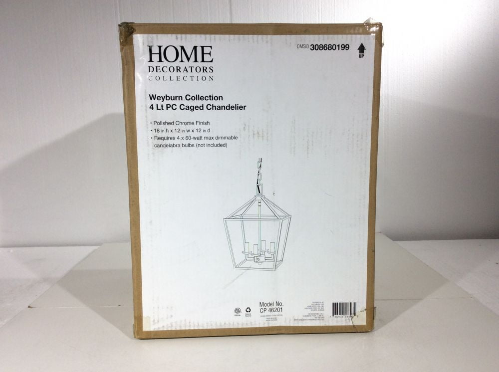 Home Decorators Collection Weyburn 4 Light Polished Chrome Caged Chandelier New Open Box Walmart Com Walmart Com