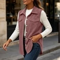 thumbnail image 4 of PRINxy Women's Point Collar Sleeveless Mid Length Casual Shirt Vest Jacket With Button Front Chest Pockets Outerwear For Brunch Date Pink M, 4 of 9