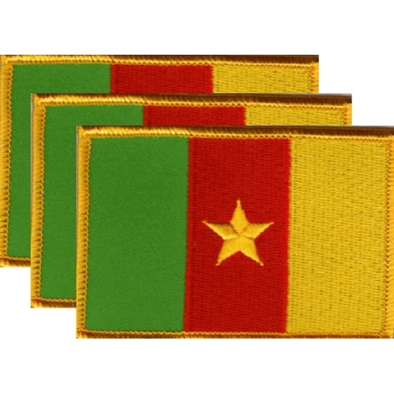 Cameroon Flag Patch, Embroidered Iron On or Sew On, Measures 3.50" x 2.25"