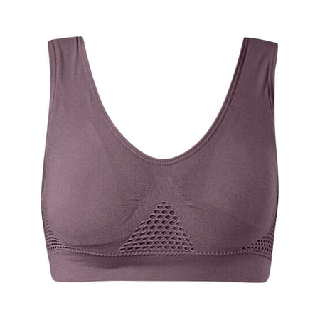 

LowProfile Workout Sports Bra for Womens Padded Seamless Wirefree Breathable Comfort Sleep Running Yoga Bras Coffee XL