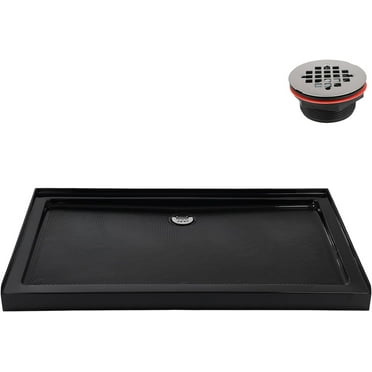 Streamline NT-2162-48BL-LF 48 in. x 36 in. Corner Acrylic Shower Base in Glossy Black with Left Hand Drain, ABS Drain Included