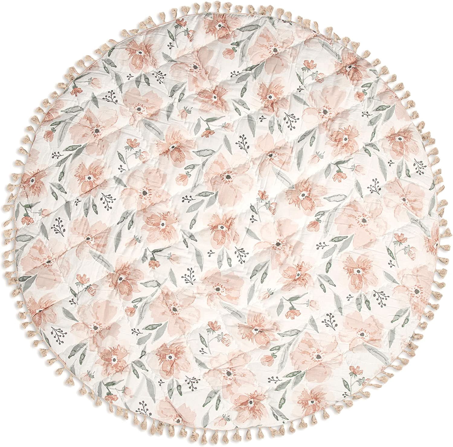 Crane Baby Activity Mat for Boys and Girls, Floral Print, 40" x 40", Kids Play Mat, Tummy Time Mat