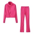 thumbnail image 1 of IROINNID Survêtement pour Femmes Ensemble 2 Pcs Col Montant Ensemble Pull Sport, Rose, 1 of 8