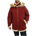 thumbnail image 2 of Timoontee Men's Sherpa Lined Jacket Warm Thickened Fleece Coat Vintage Motorcycle Jacket Casual Comfy Hoodie Jacket Solid Zip Up Outerwear Winter Coats Red XXXL, 2 of 8