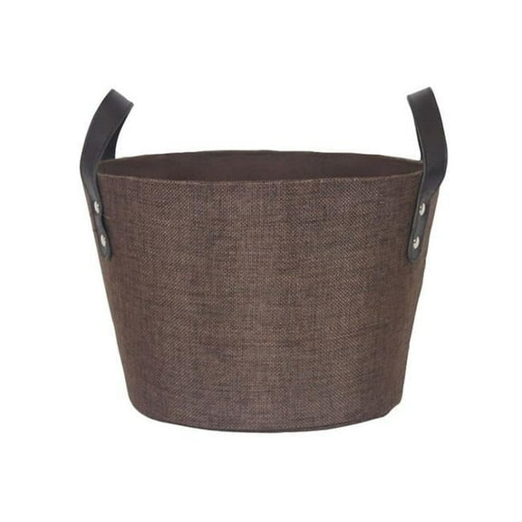 Mr. MJs Trading AI-2025AVBR Brown Fabric with Faux Leather Handles Basket