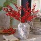 thumbnail image 2 of Bayas rojas artificiales con tallos, 6 tallos, bayas de acebo, flores falsas, fruta, Navidad, Festival de Primavera, jarrón con arreglo floral, 2 of 5