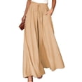 thumbnail image 3 of Pantalones Casuales para Mujer, con Cintura Elástica y Pierna , con Bolsillos. Caqui XXL, 3 of 9