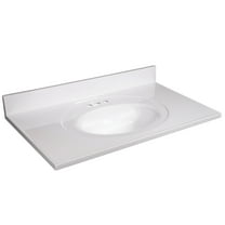 Design House 37" Single Bowl 4" Centerset Cultured Marble Vanity with Backsplash, White